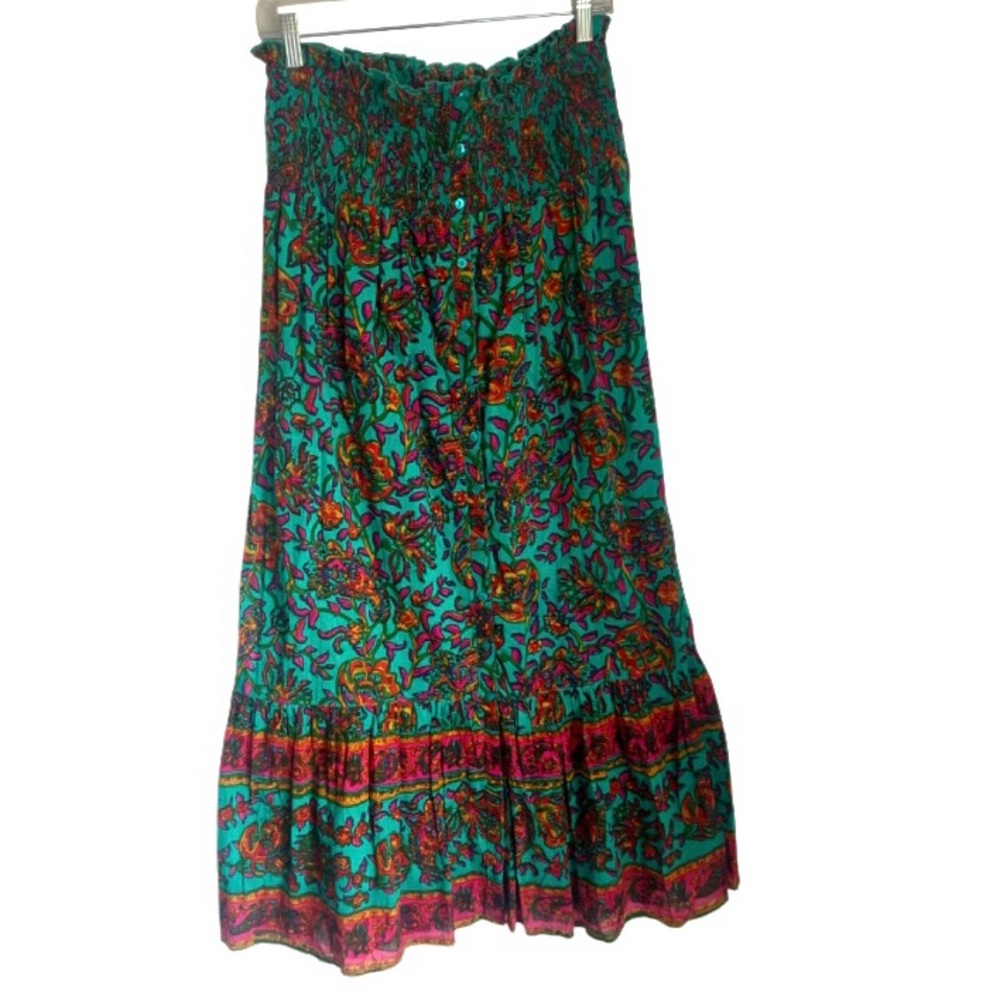 Lola Australia Floral Print Smocked Waist Maxi Skirt Women's Size Medium
